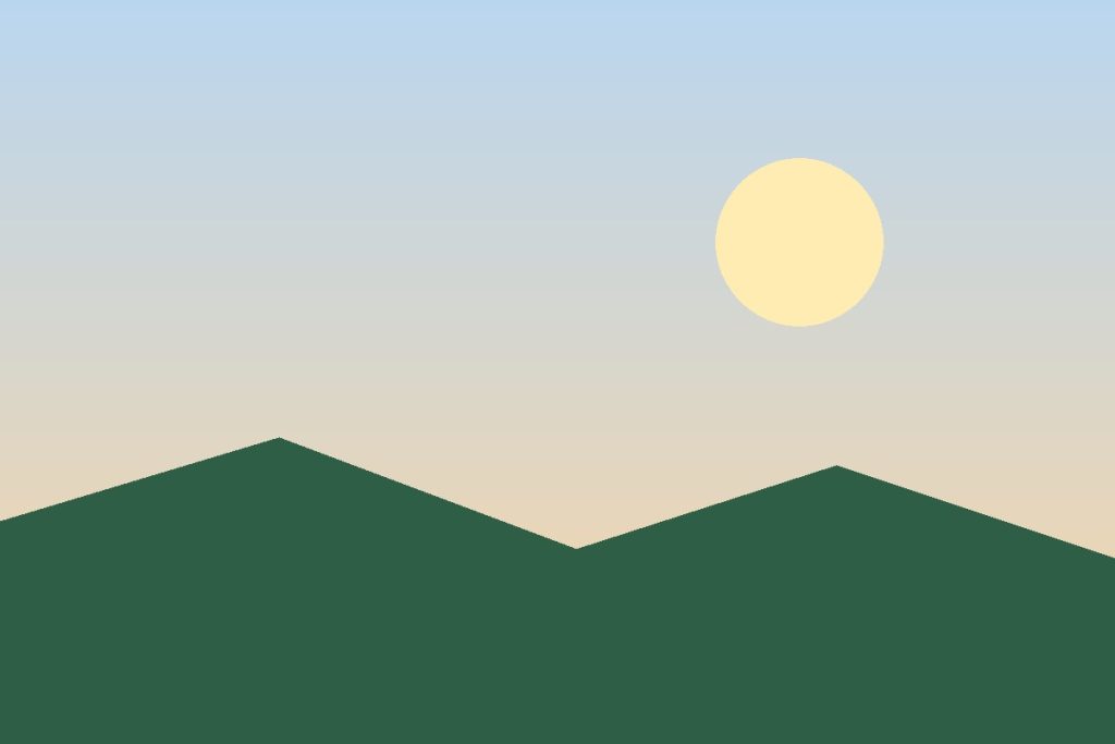 Green hills under a pale sunrise sky